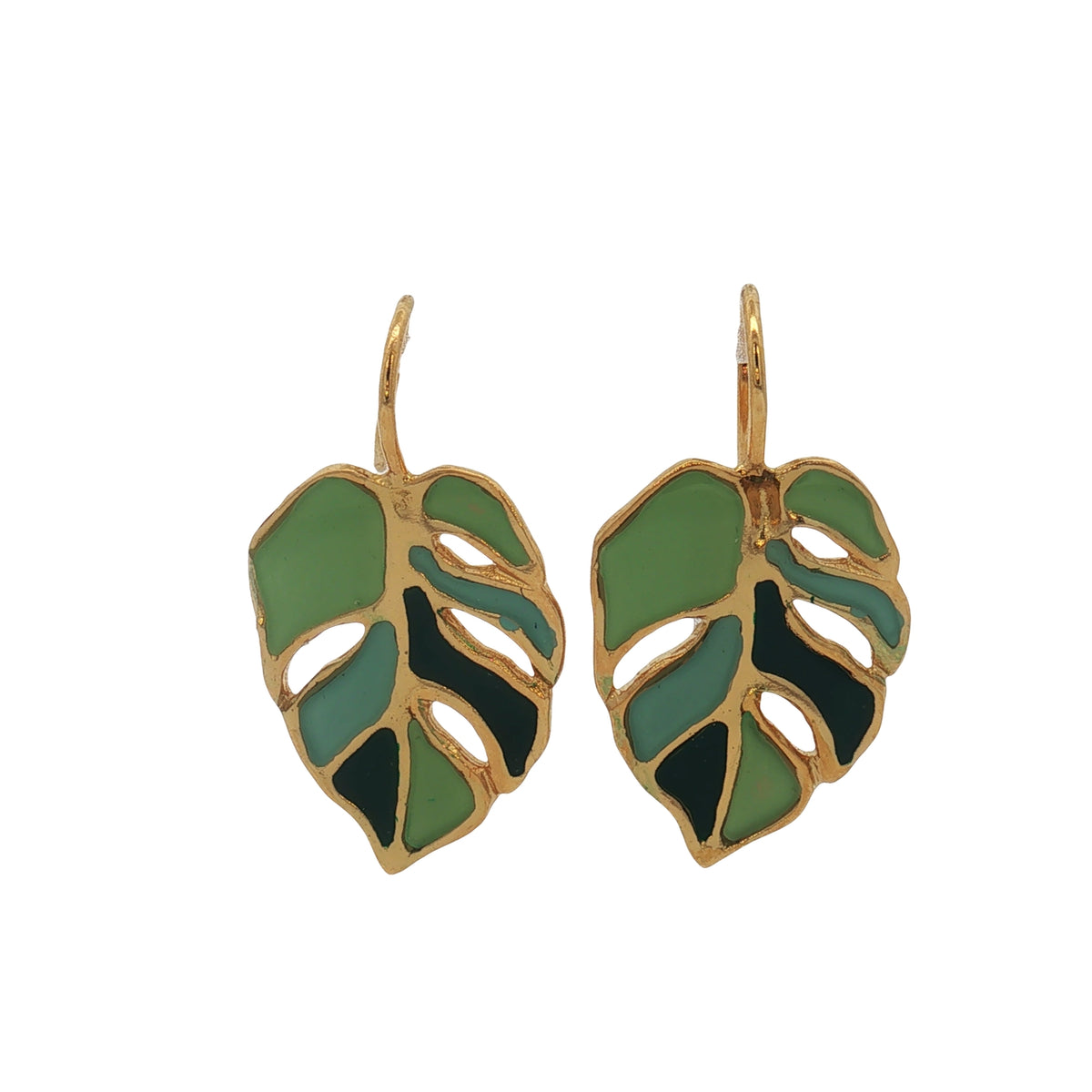 Arete Gancho Sencillo Hoja Verdes