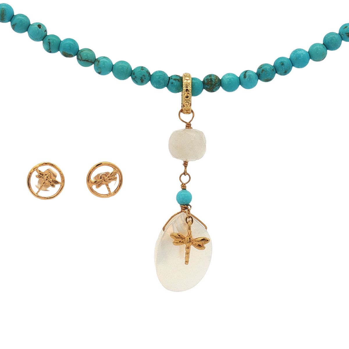 Juego: Collar Y Arete Mini Libelula