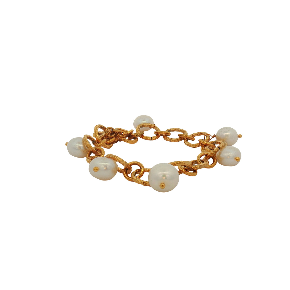 Pulsera Eslabon Redondo Perlas