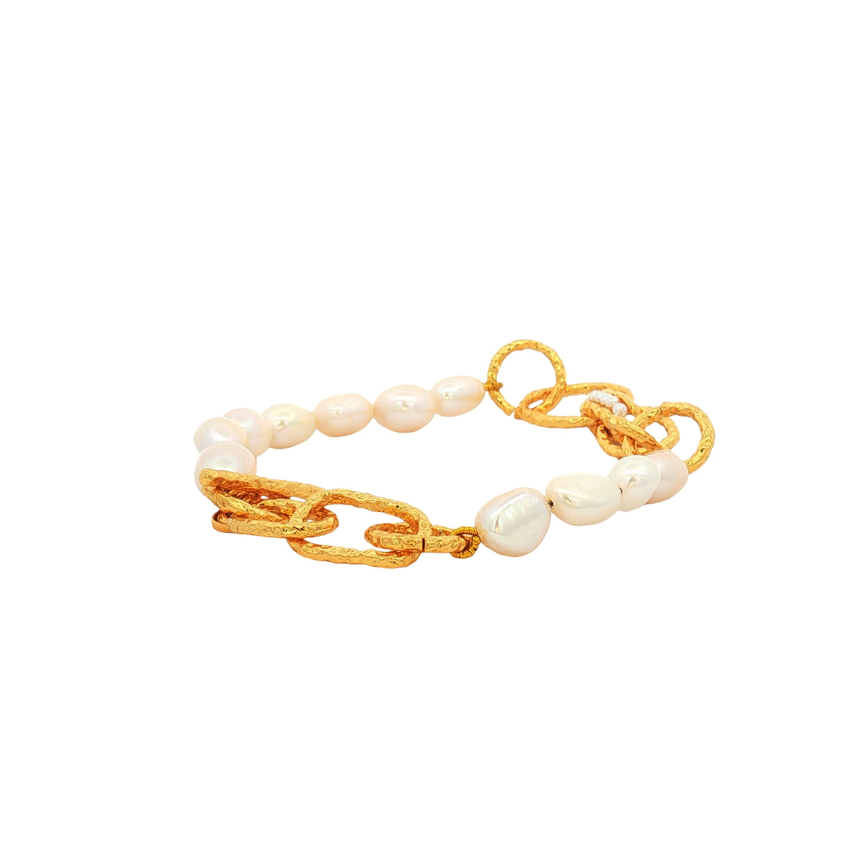 Pulsera Hebillas Doradas Perlas