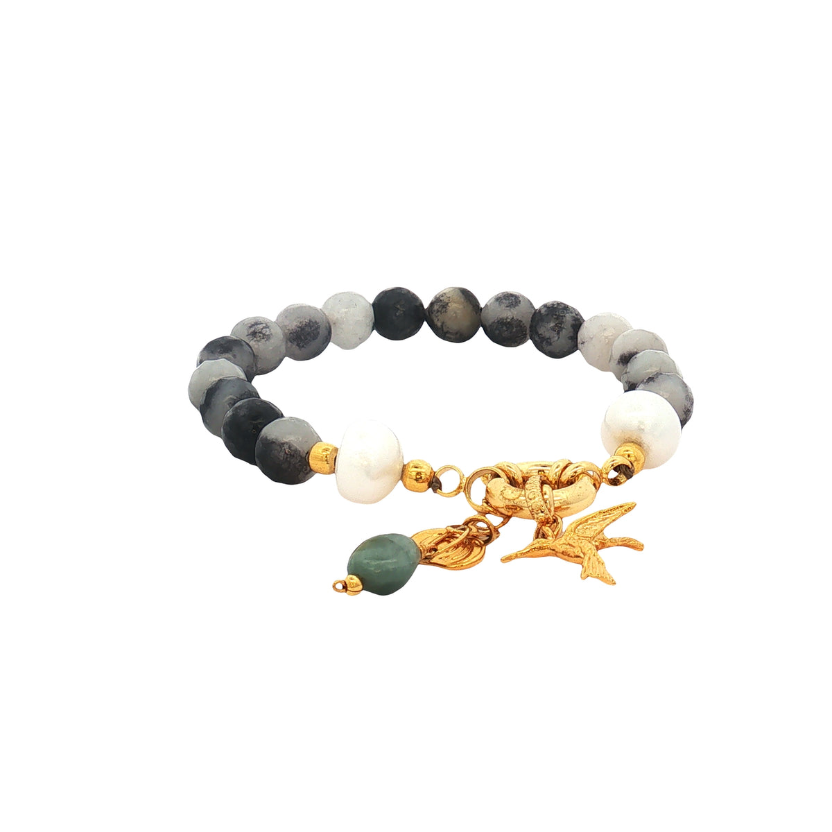 Pulsera Gris con Colibrí
