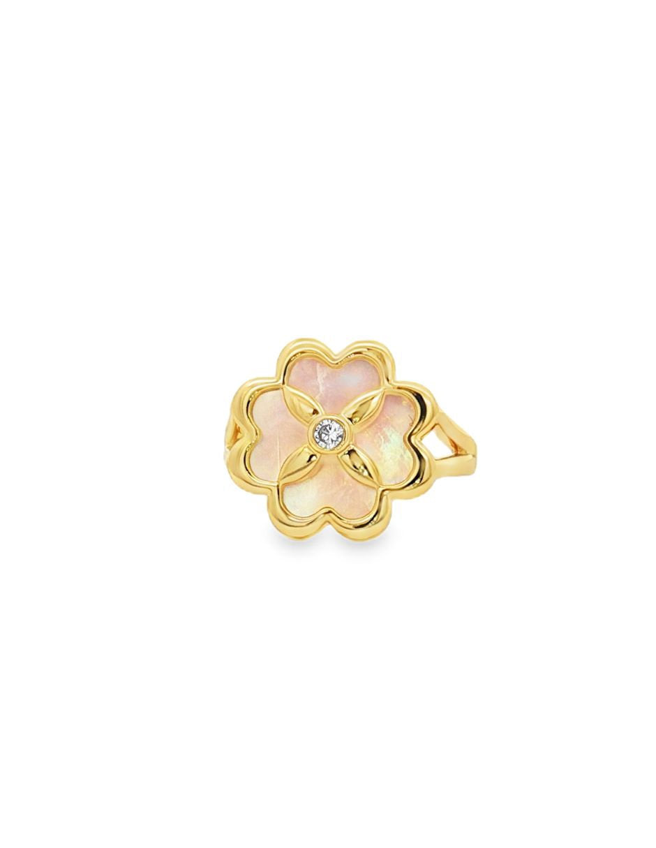 Anillo Dorado Trébol 4 hojas
