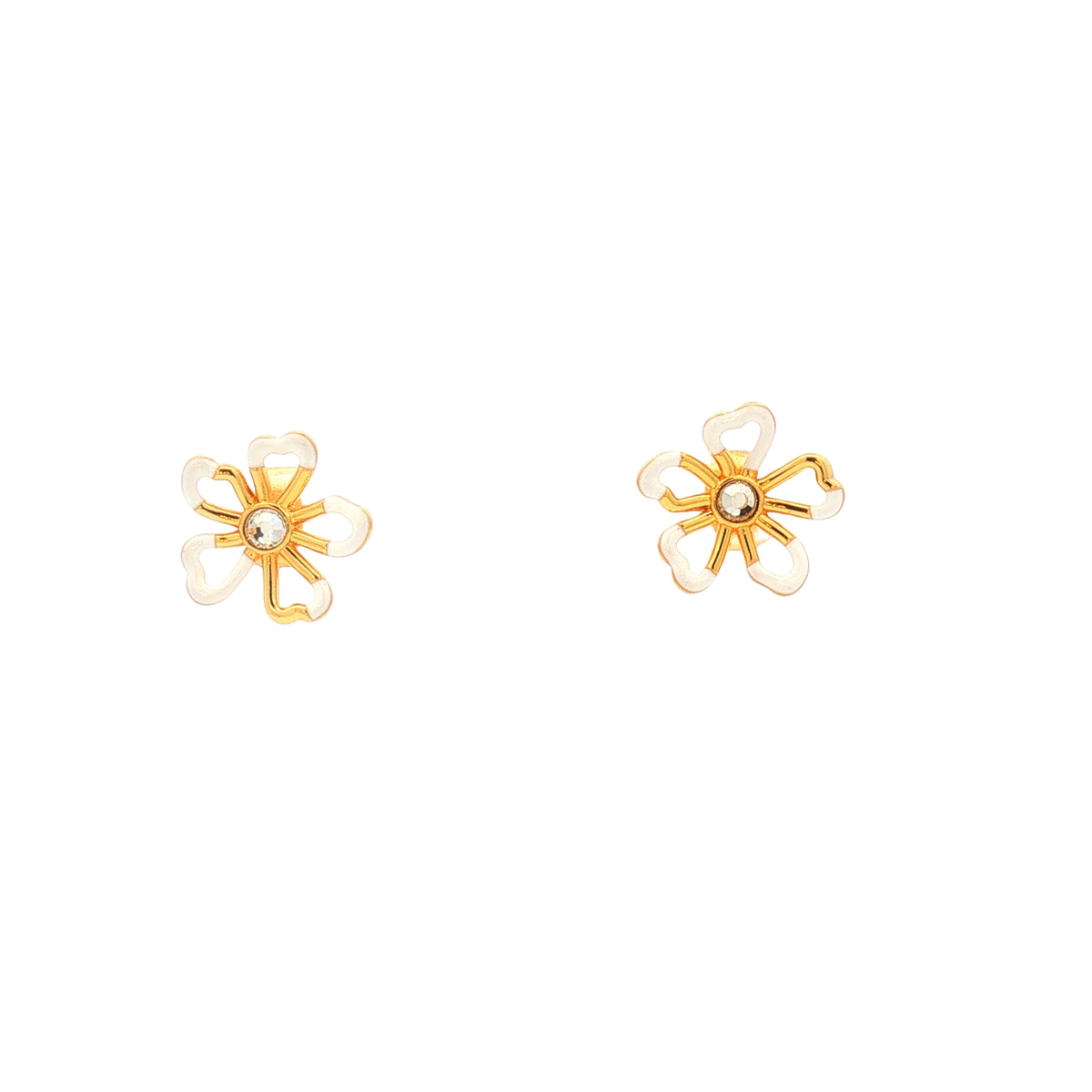 Arete Flor Esmaltado Blanco