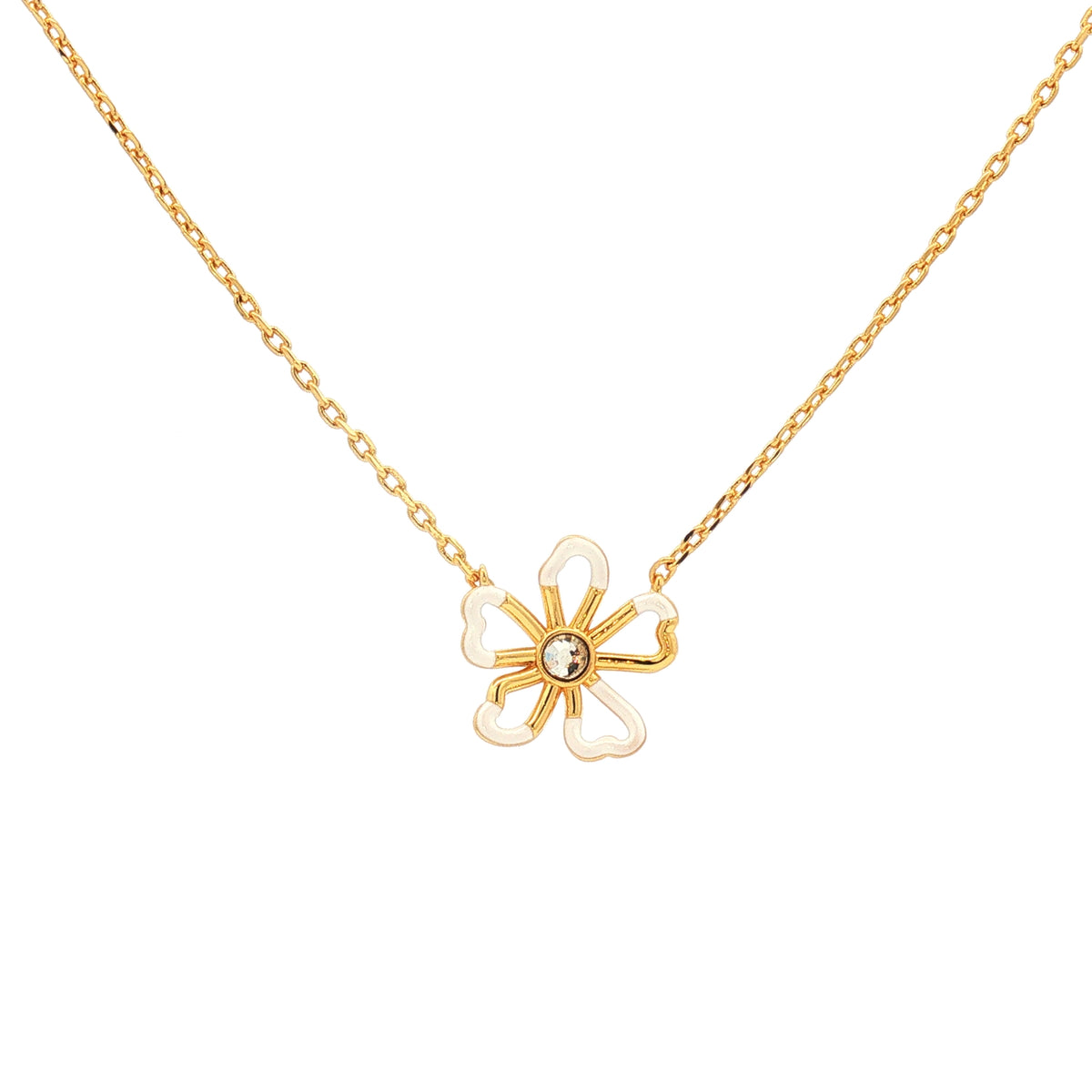 Collar Flor Esmaltado Blanco