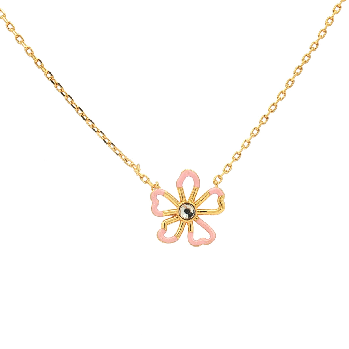 Collar Flor Esmaltado Rosa