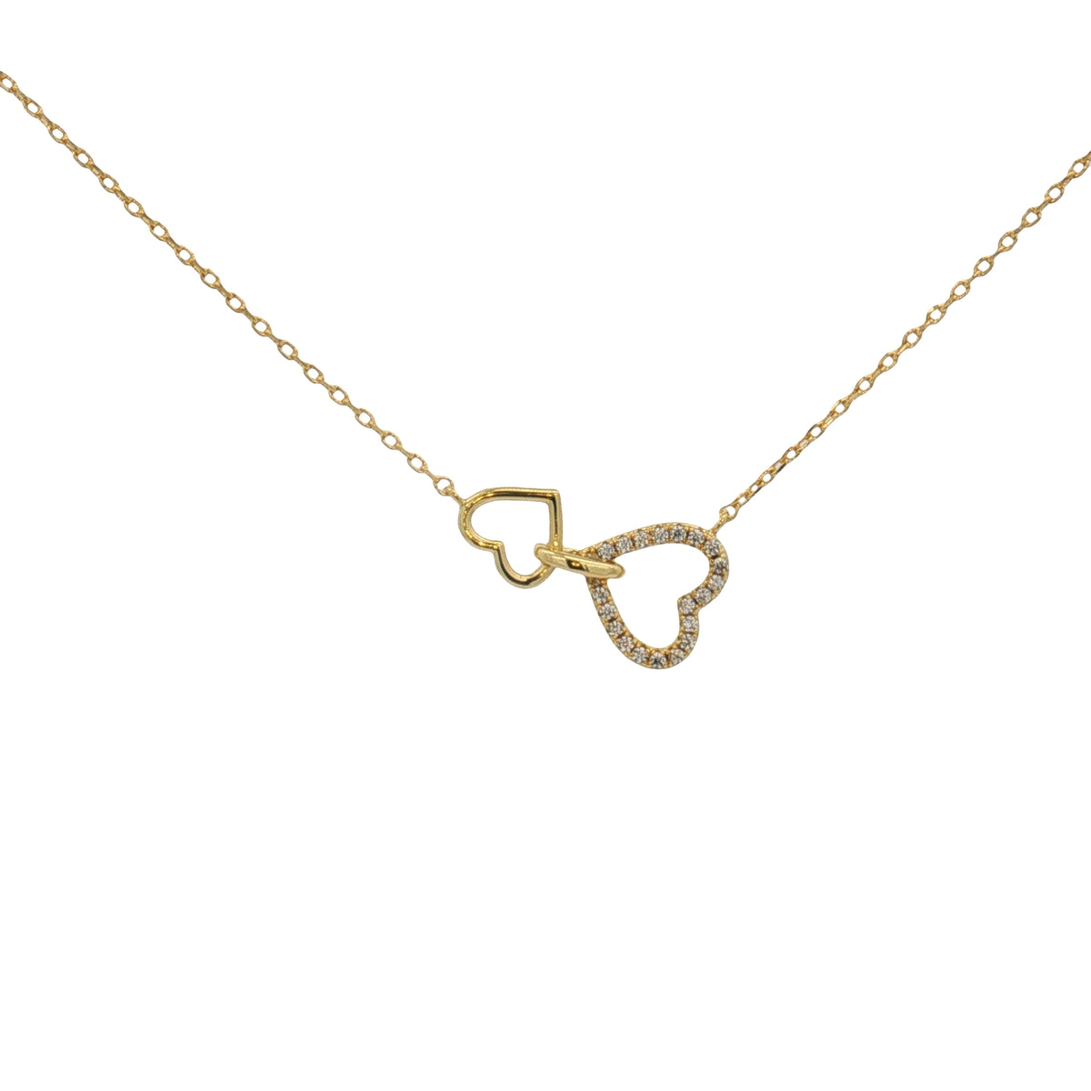 Collar Eslabon Corazones Dorados