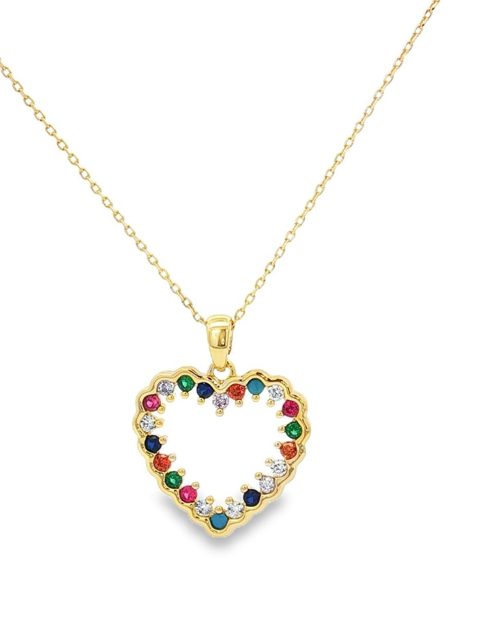 Dije Silueta Corazón Circonia Colores