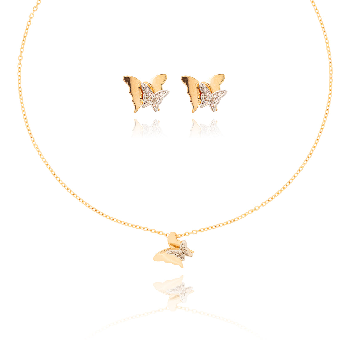 Juego Aretes Collar Mariposa