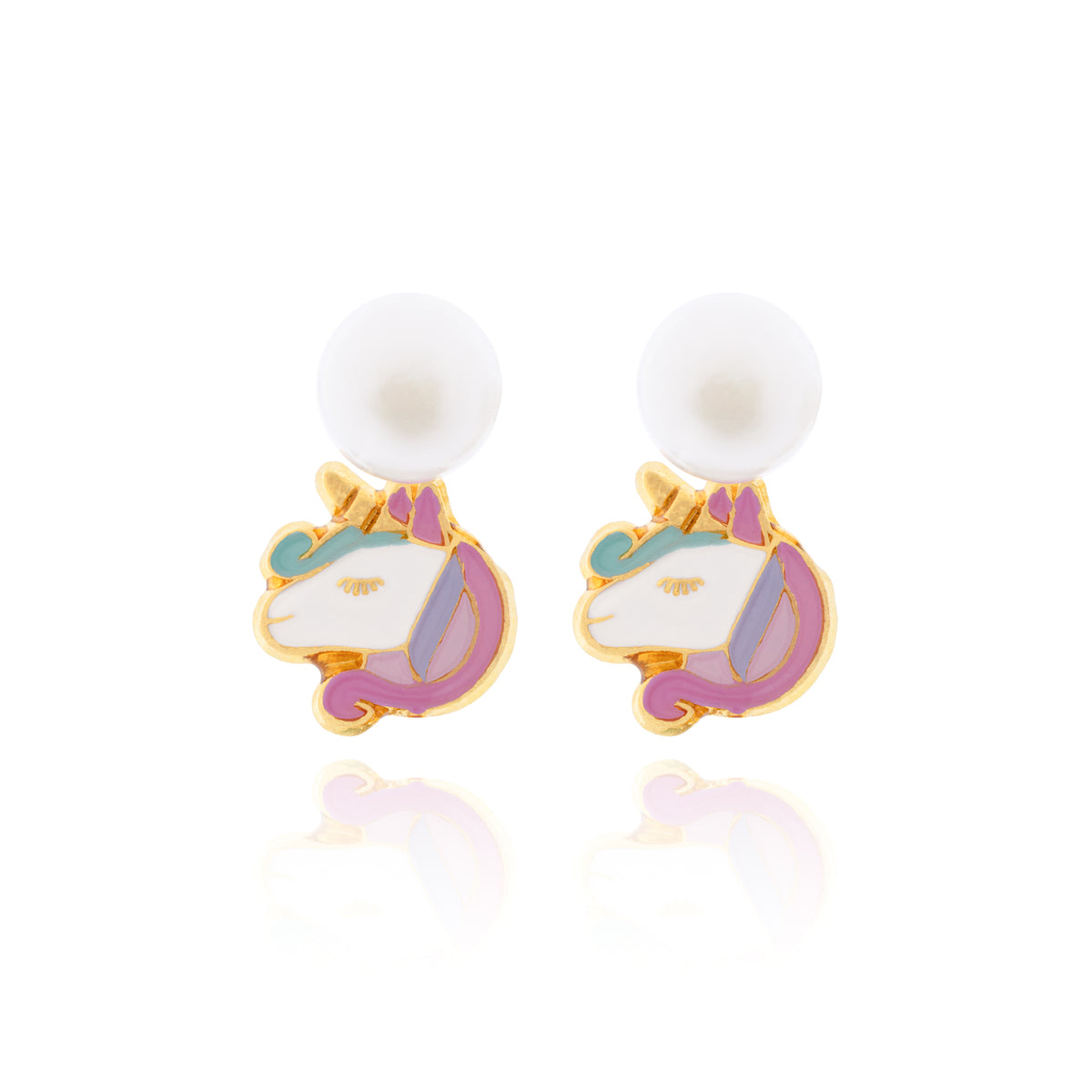 Arete Perla Cara Unicornio