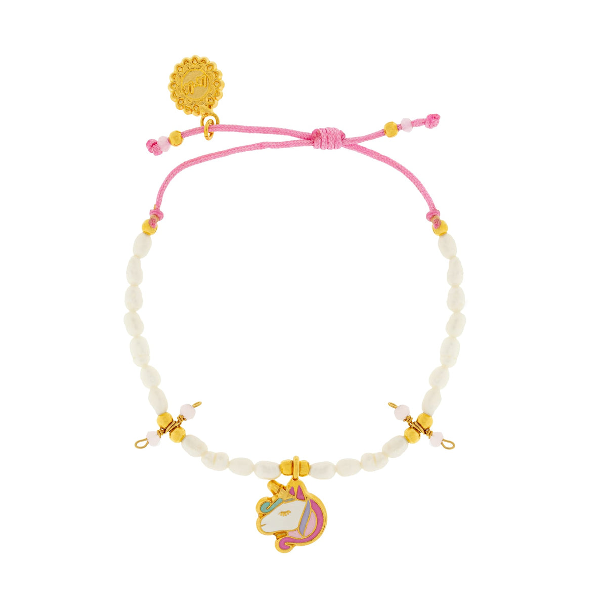 Pulsera Perlita Hilo Cara Unicornio