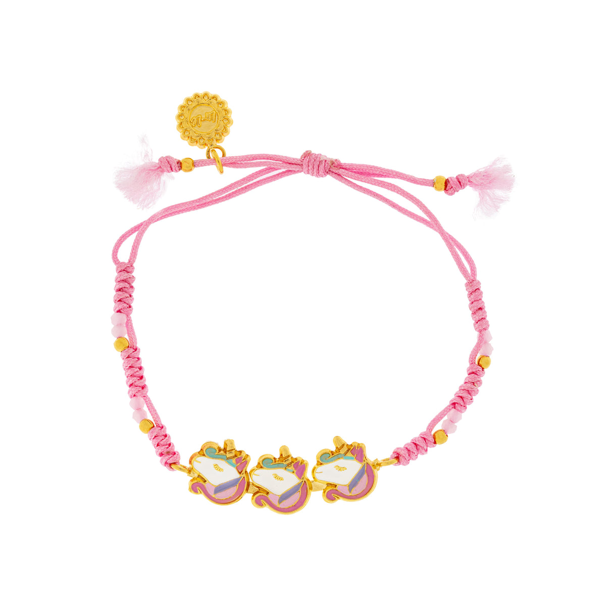 Pulsera Hilo Placa Cara Unicornio