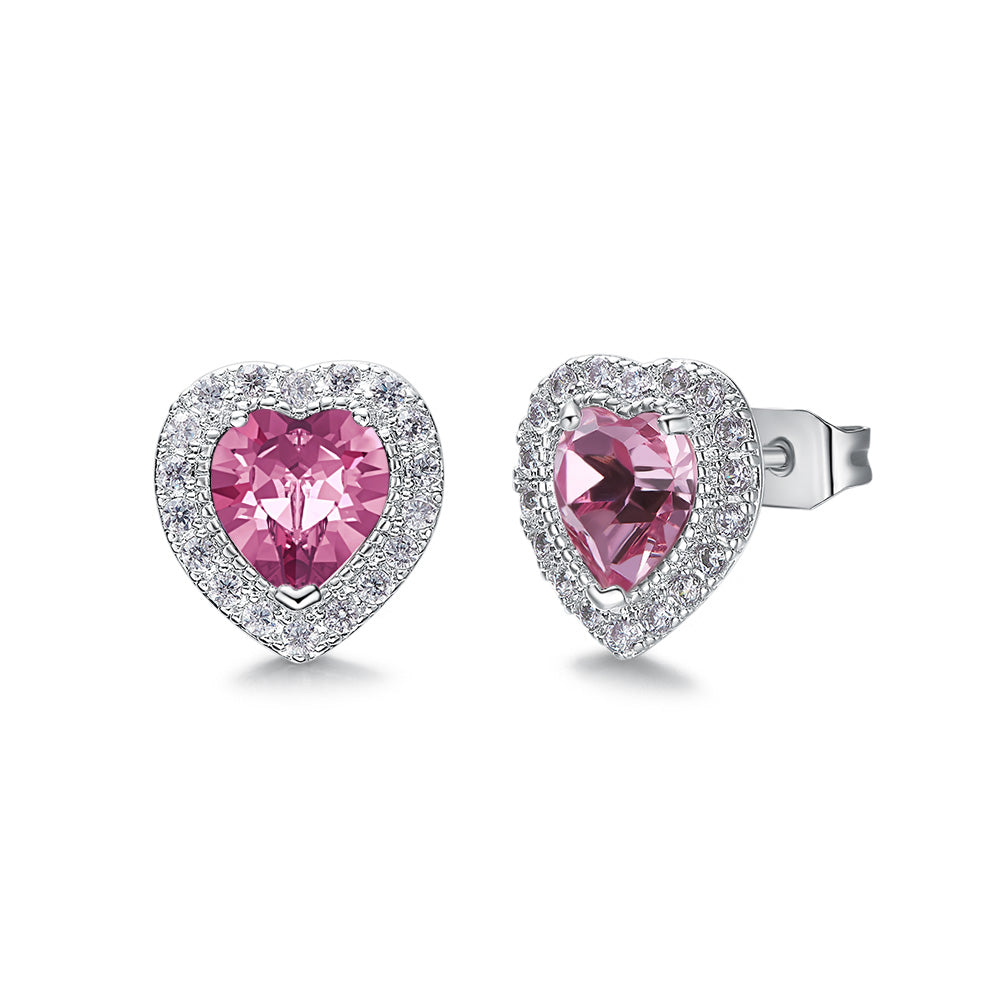 Arete Corona Corazón Rosa
