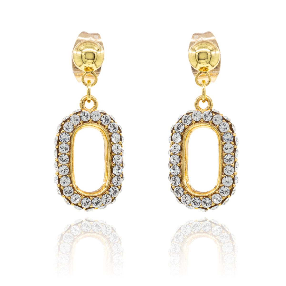 Arete Link Pequeños Dorado Cristal