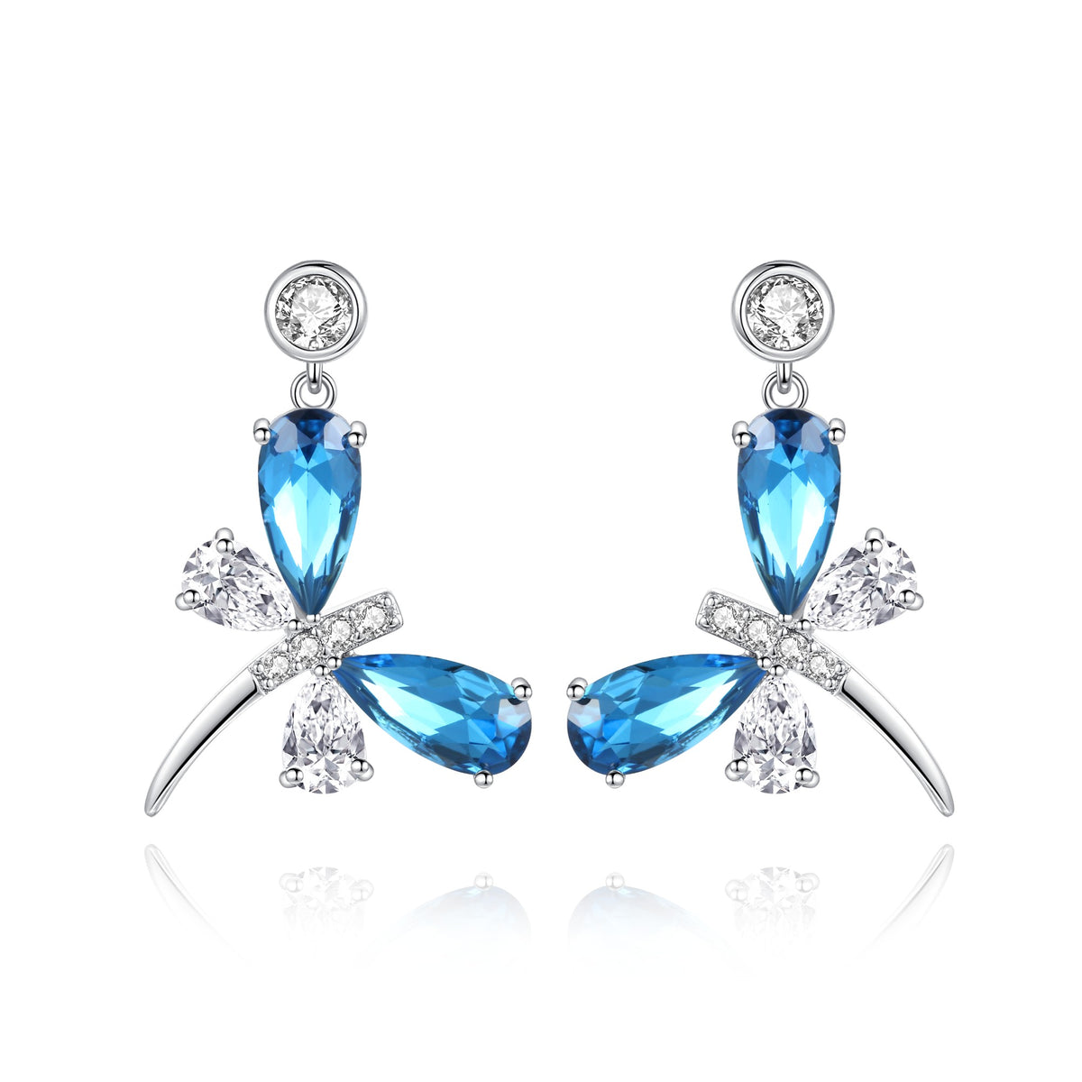 Arete Libélula Azul 4 Alas