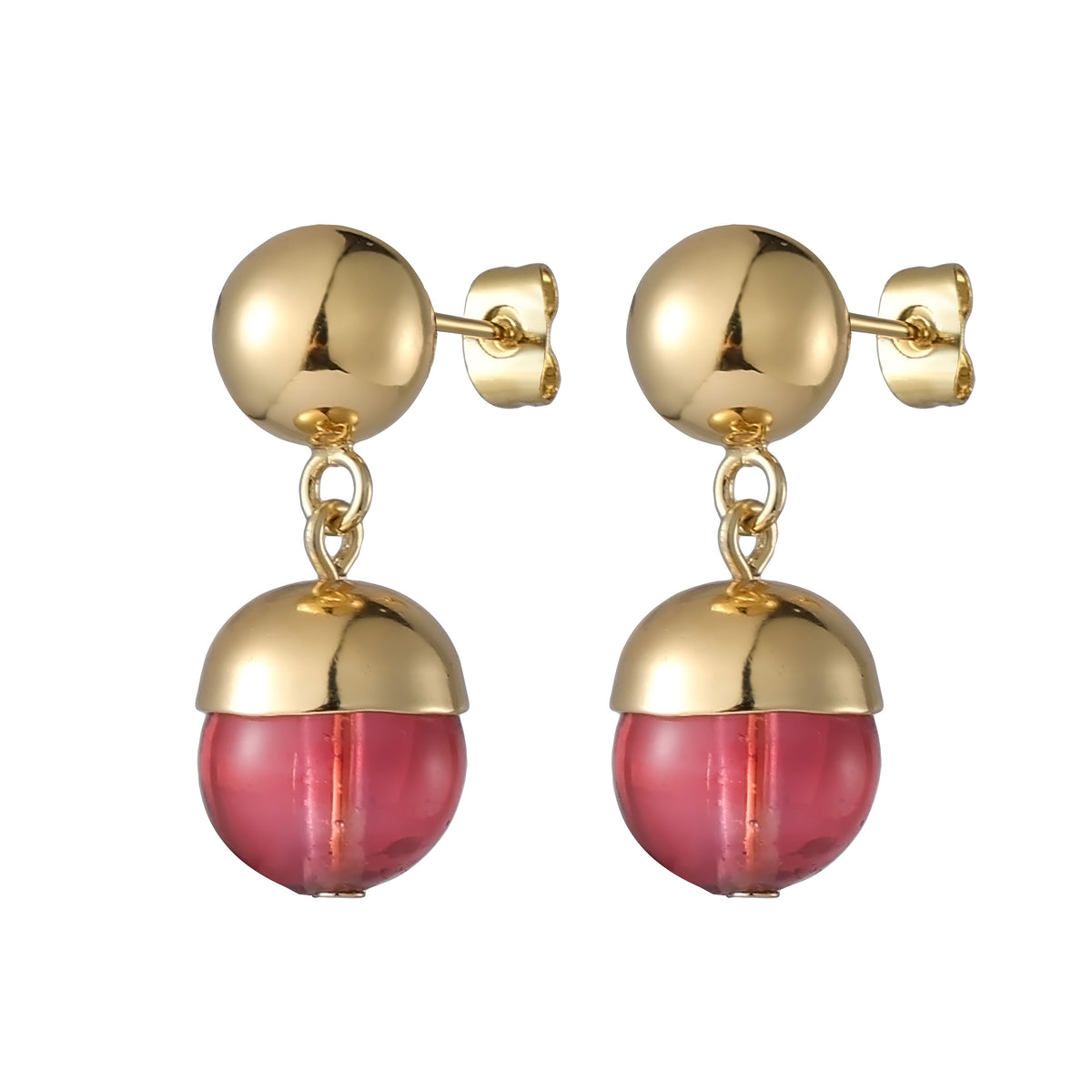 Arete Cristal Rojo Colgante