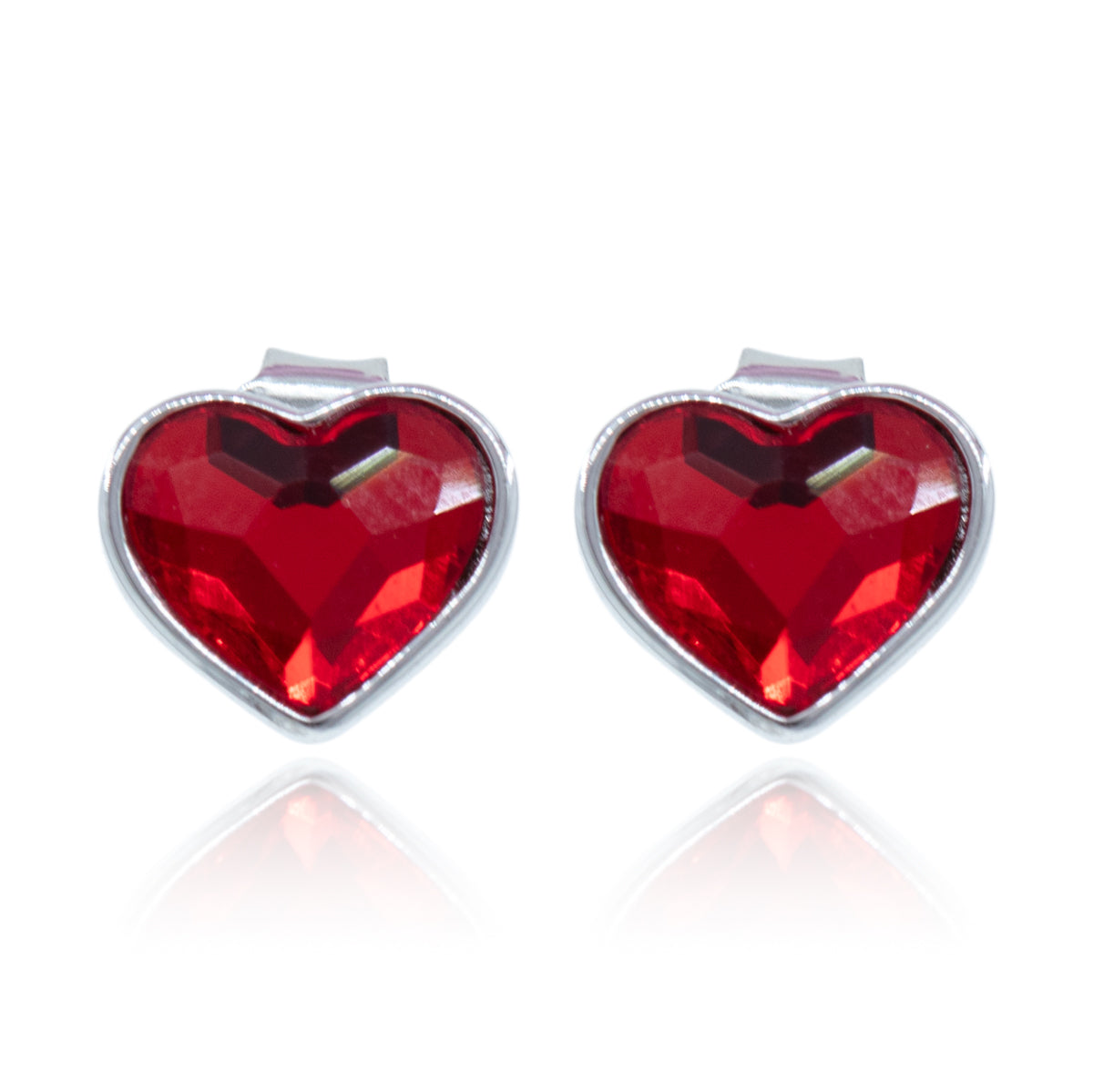 Broqueles de plata Mini de Corazón Rojo