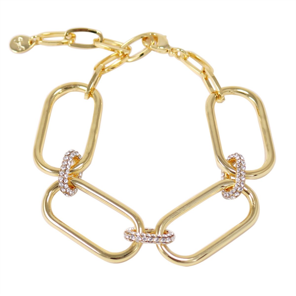 Pulsera Link Grande Dorado Cristal