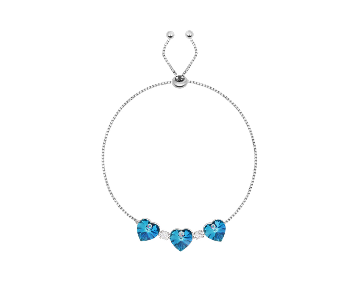 Pulsera 3 Corazones Azul