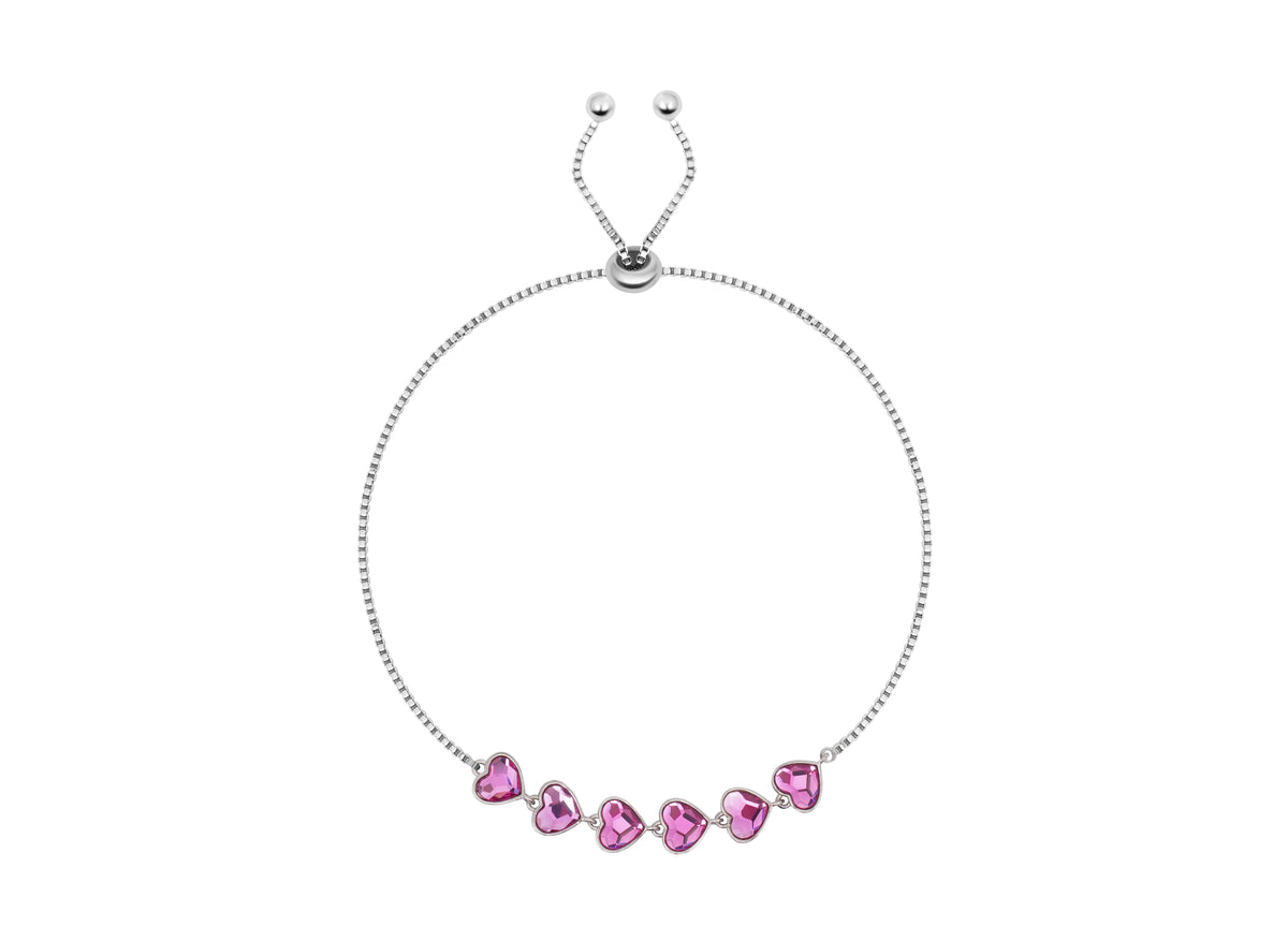 Pulsera 6 Corazones Bicolor