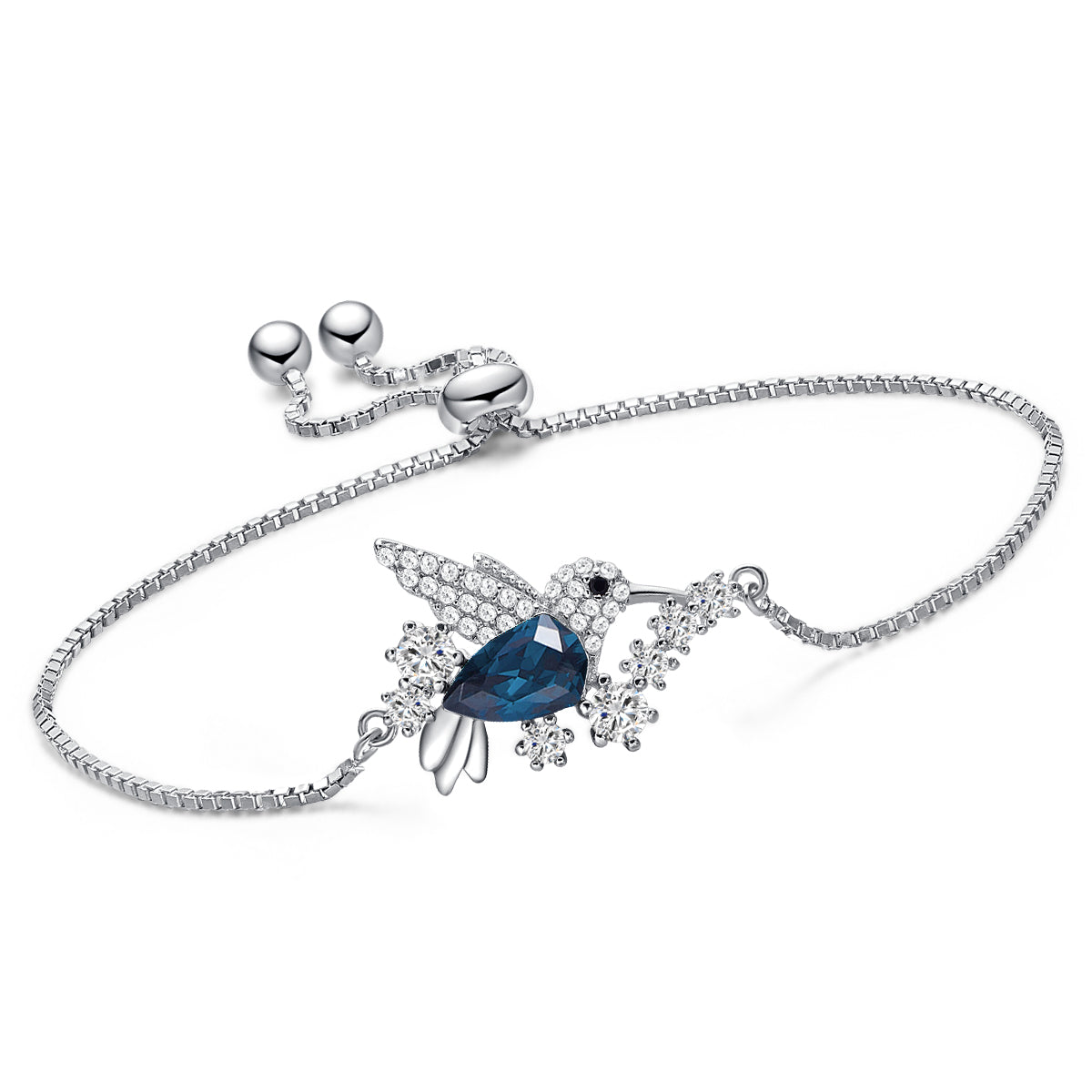 Pulsera  de Plata de Colibrí Azul