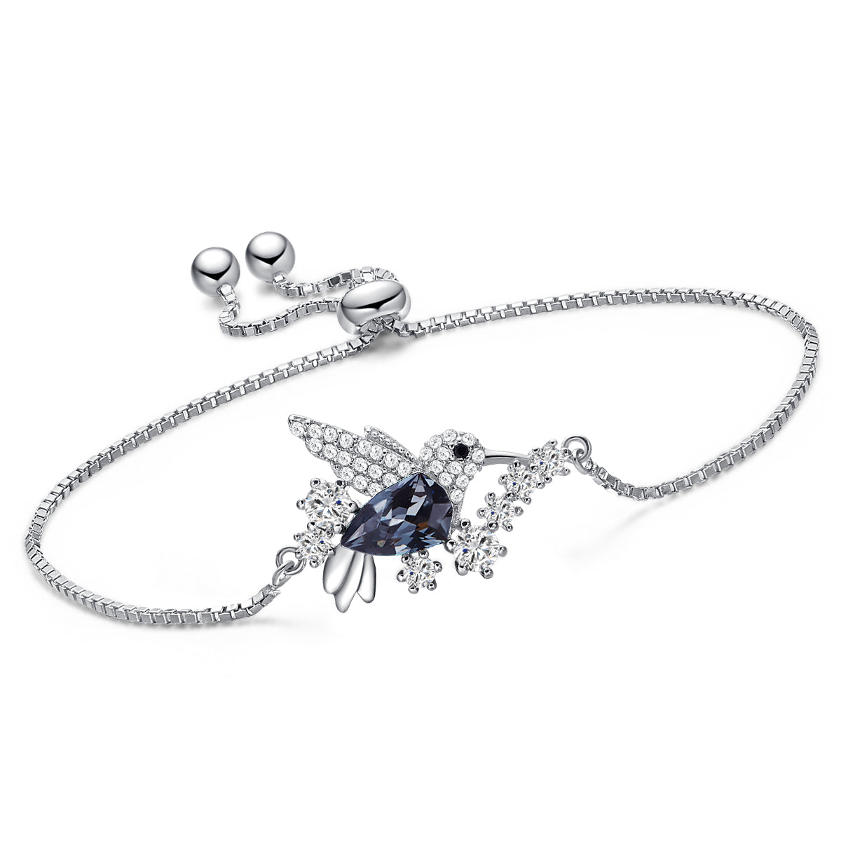 Pulsera de Plata de Colibrí Gris