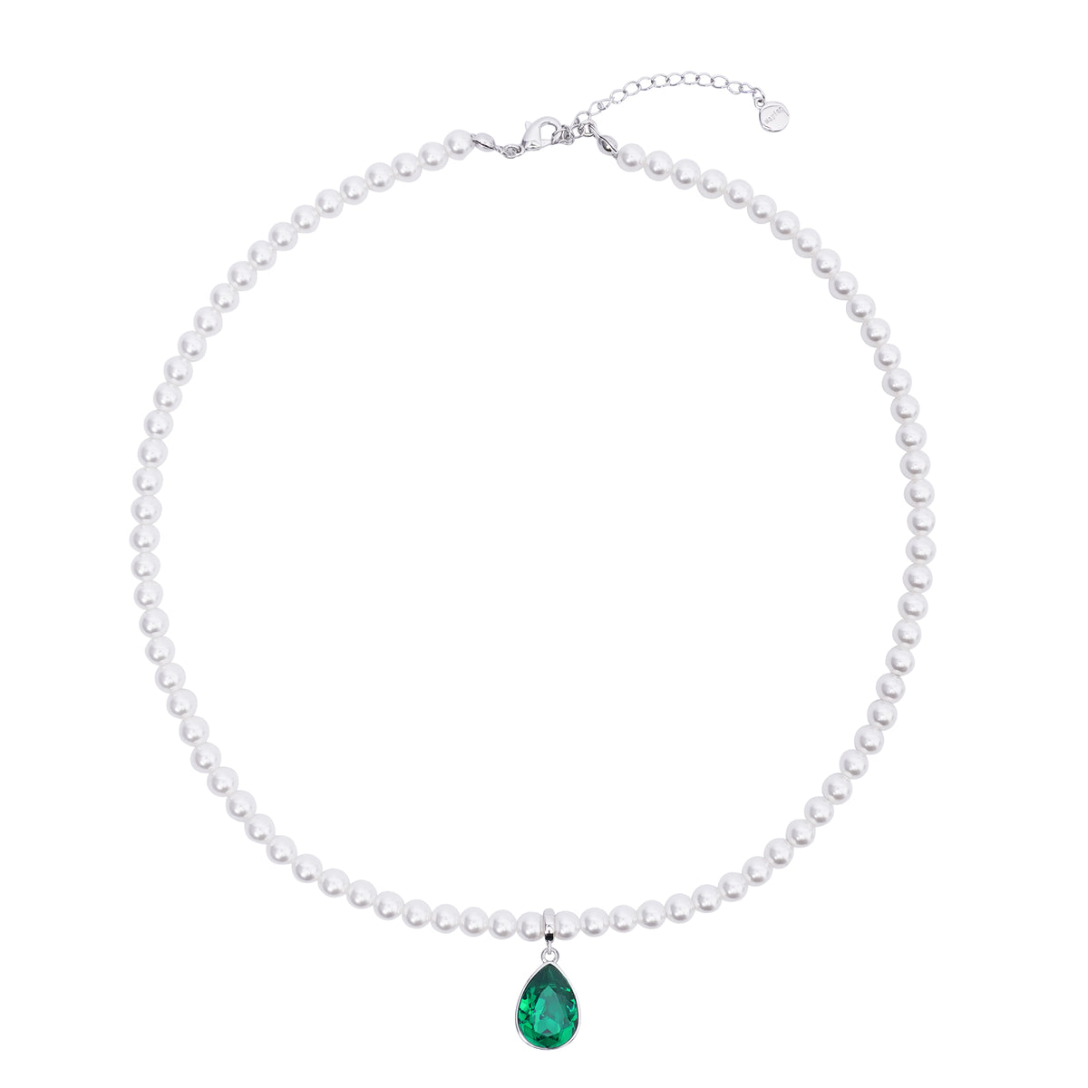 Collar Perla Cristal Gota Esmeralda