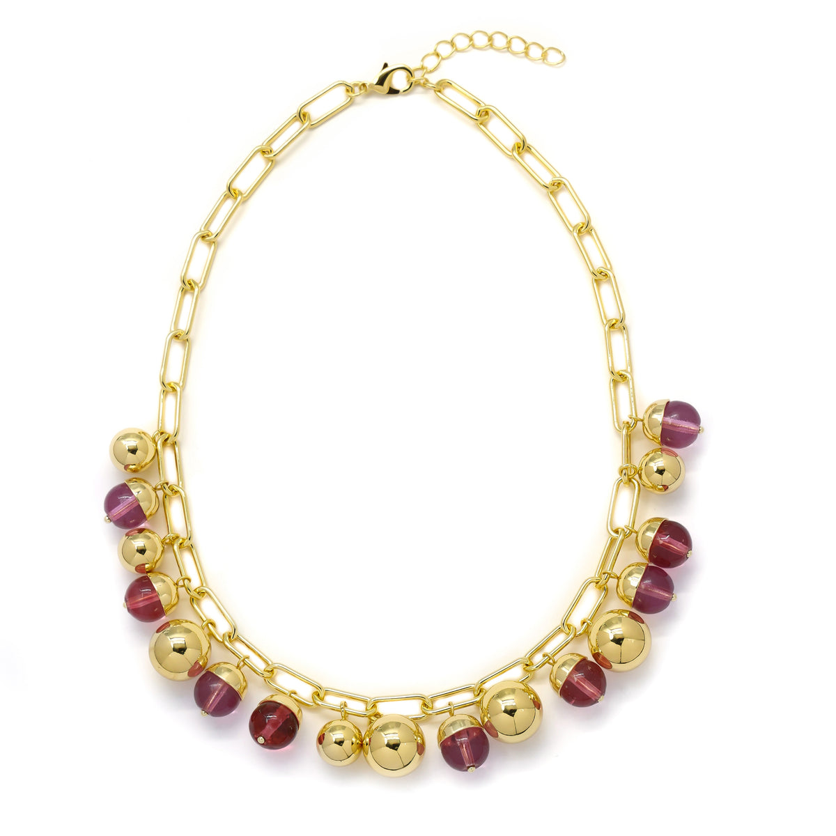 Collar Charms Cristales Rojos