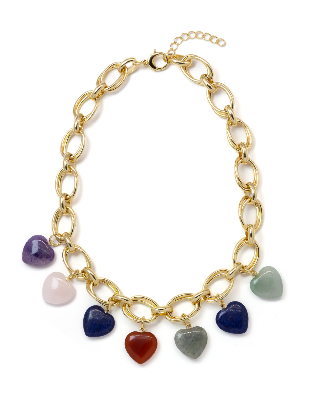 Collar Charms Corazones Piedra