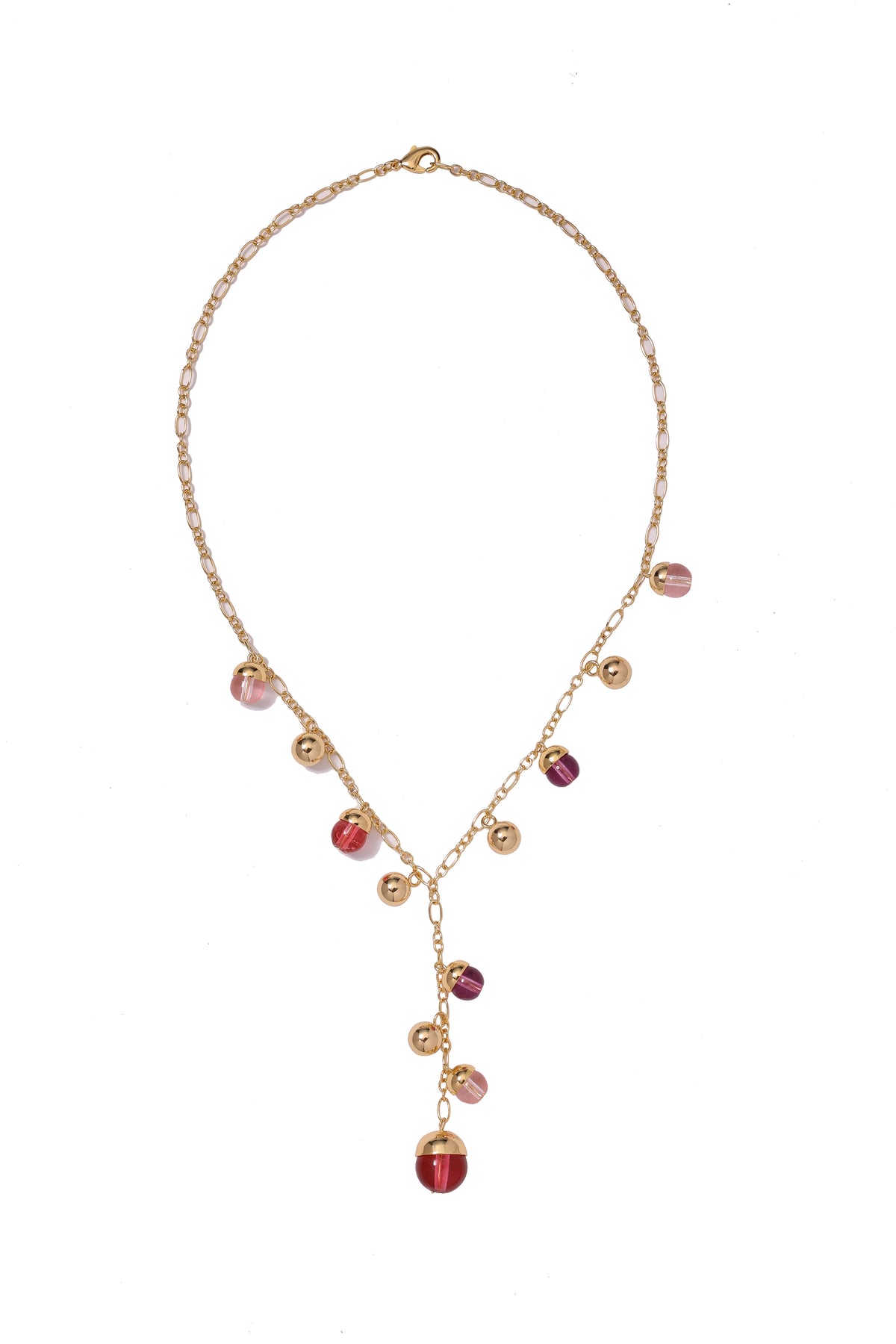 Collar Lariat Cristales Rojos