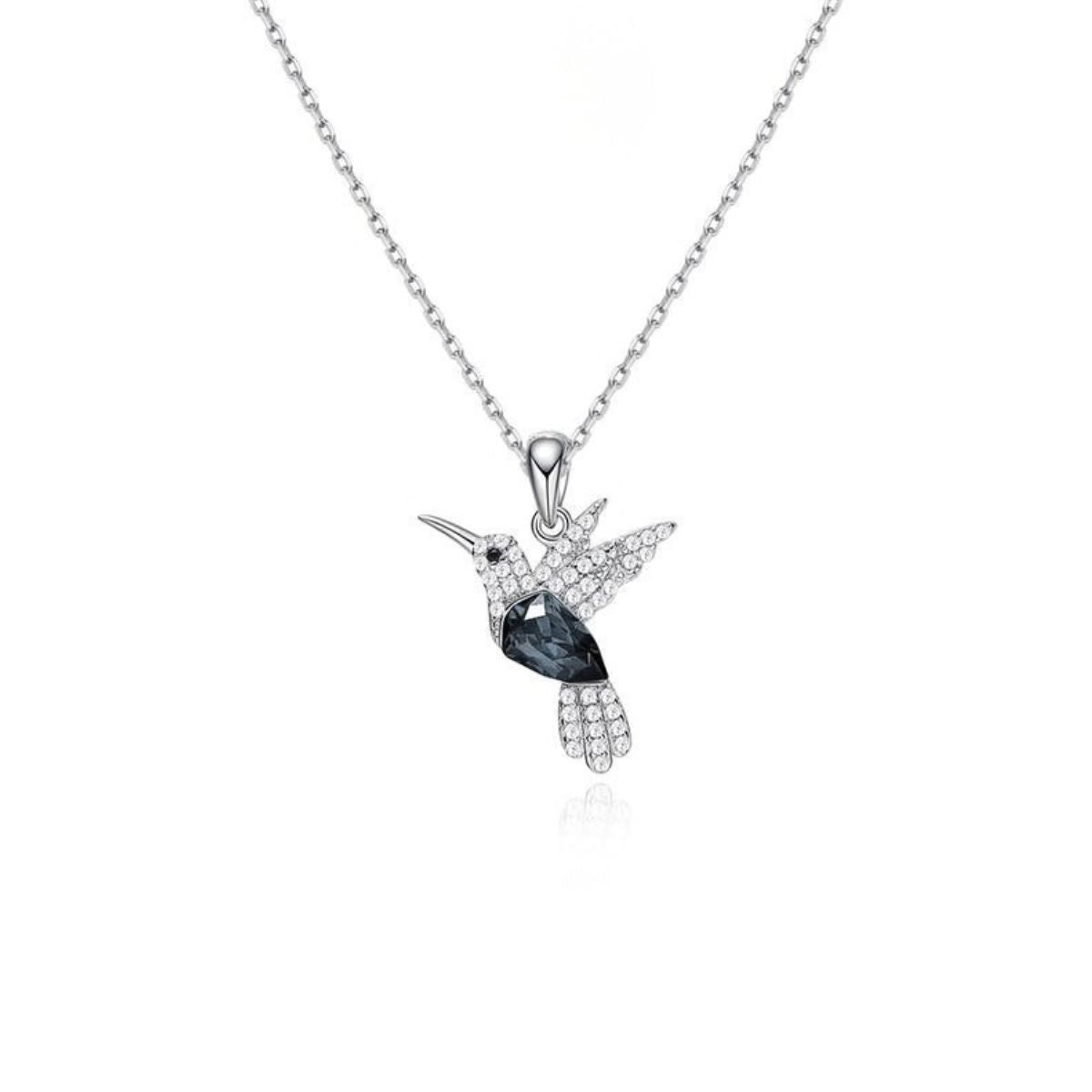 Collar de plata con Dije de Colibrí Gris