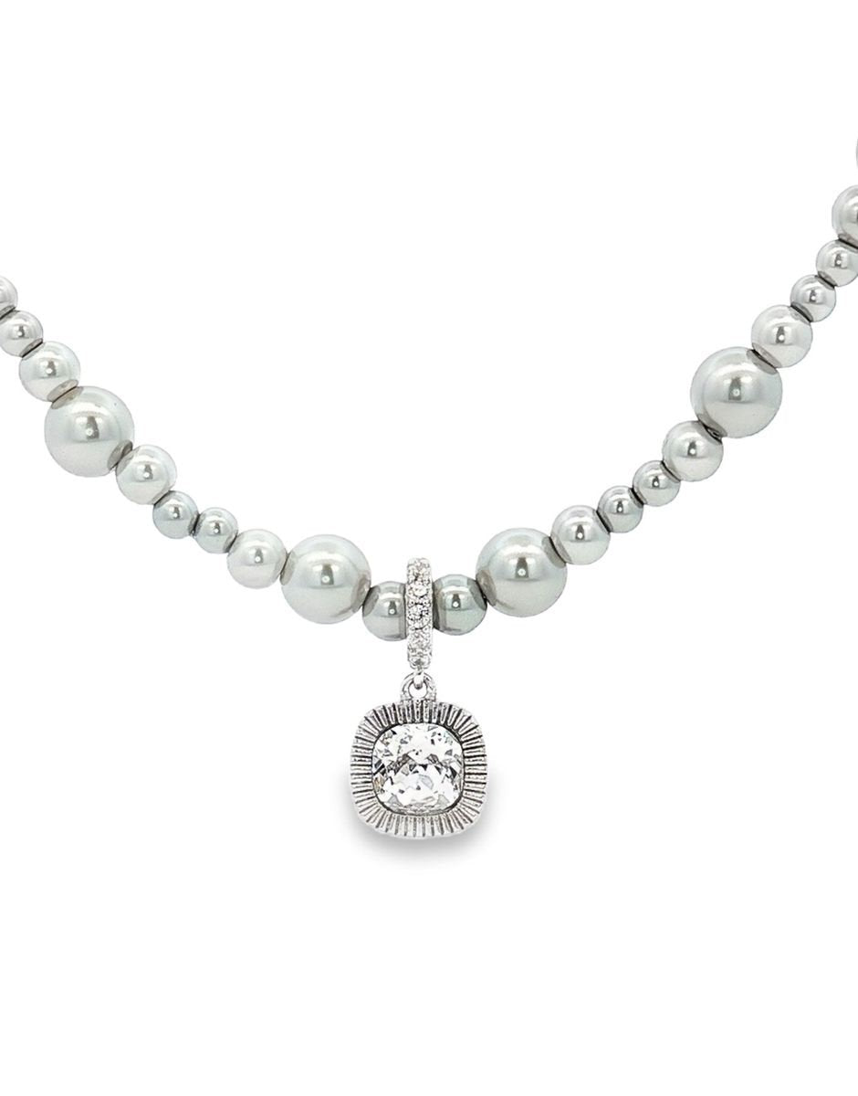Collar Plata Cuadro Cristal