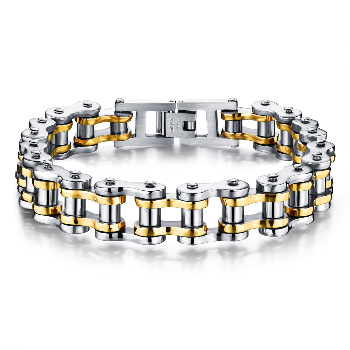 Pulsera Acero Inoxidable Plata Y Oro