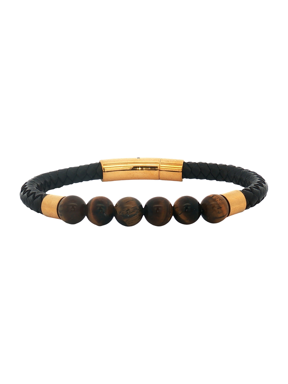 Pulsera Piel Cafe Piedras Ojo Tigre