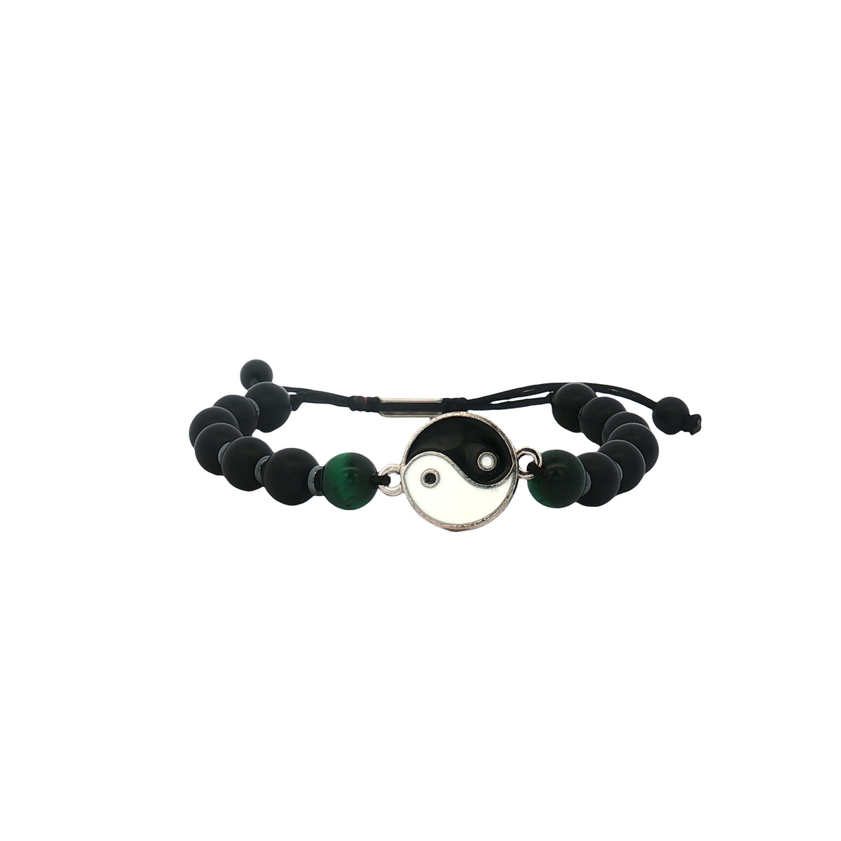 VVPulsera Piedra Negra y Verde Yin y Yang