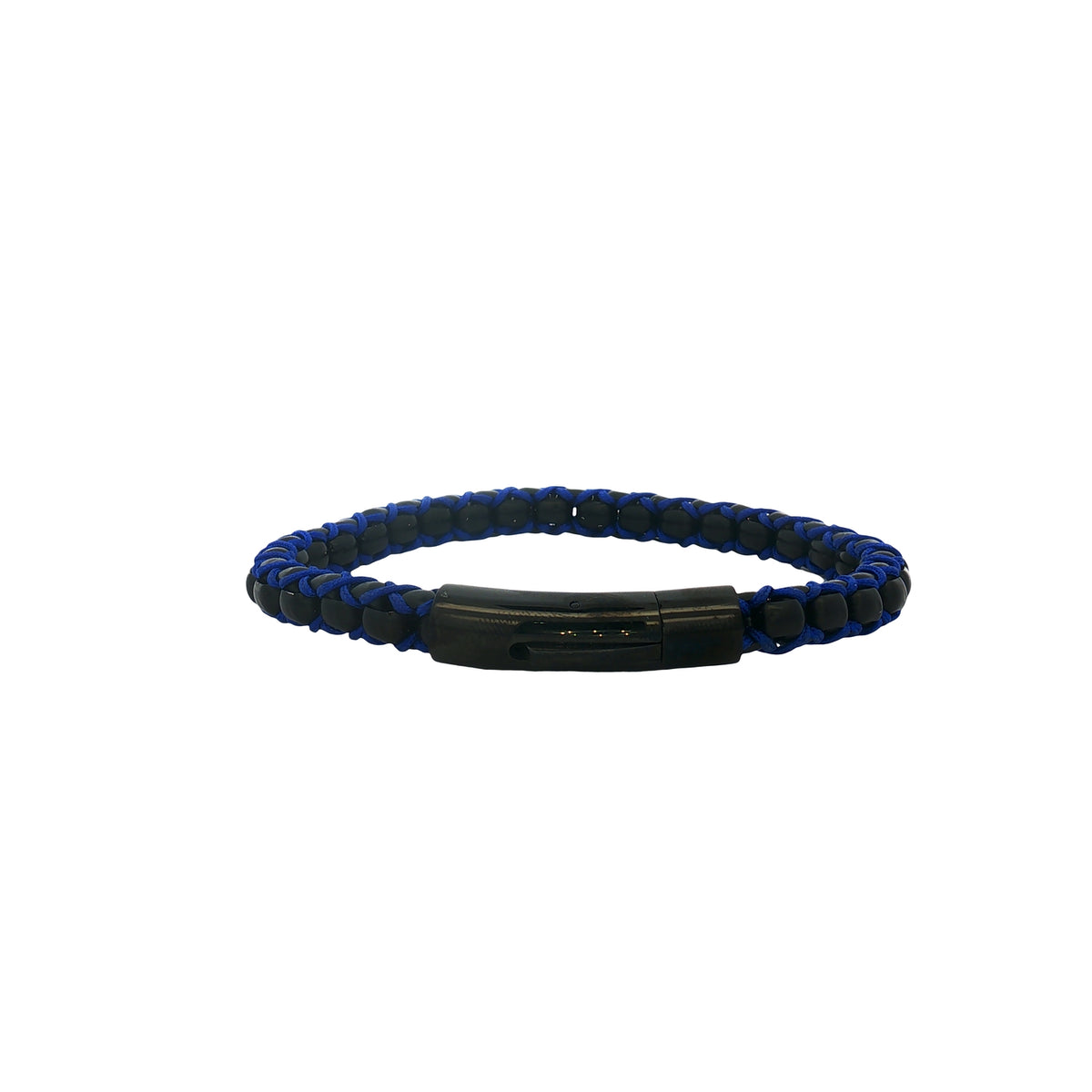 Pulsera Acero Negro Poliester Azul