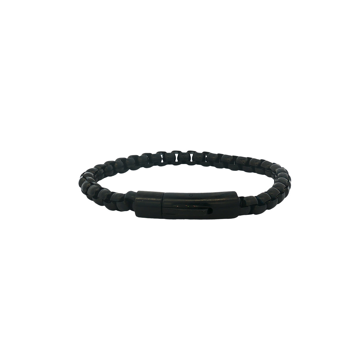 Pulsera Cadena Box Negra Acero Bn
