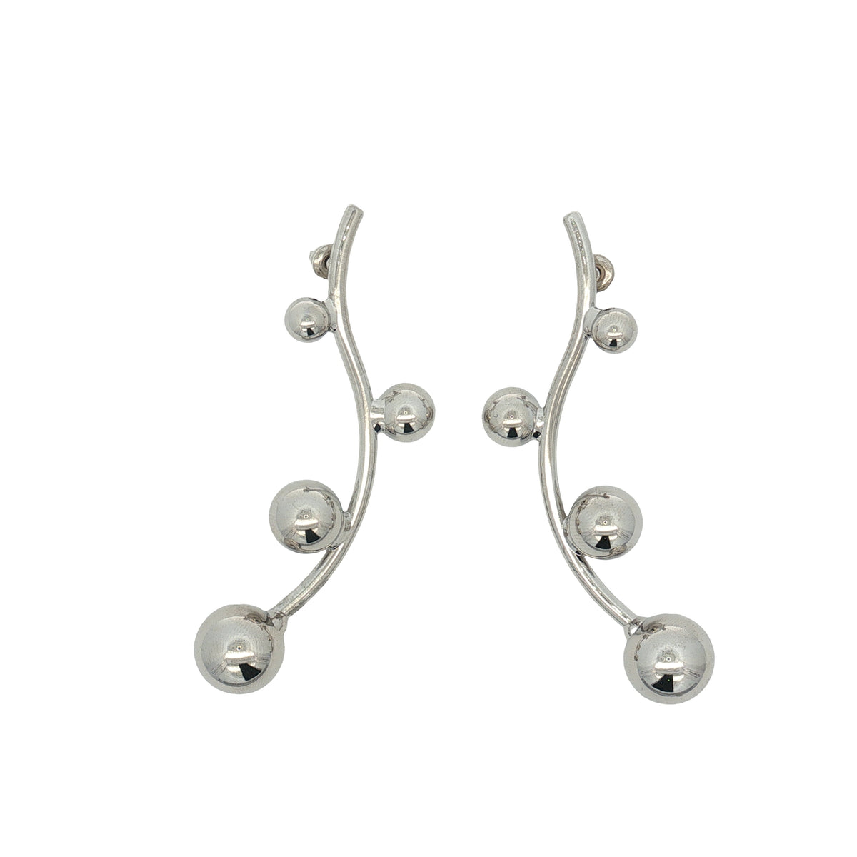 Maxi Aretes Esferas Irregular Plateado