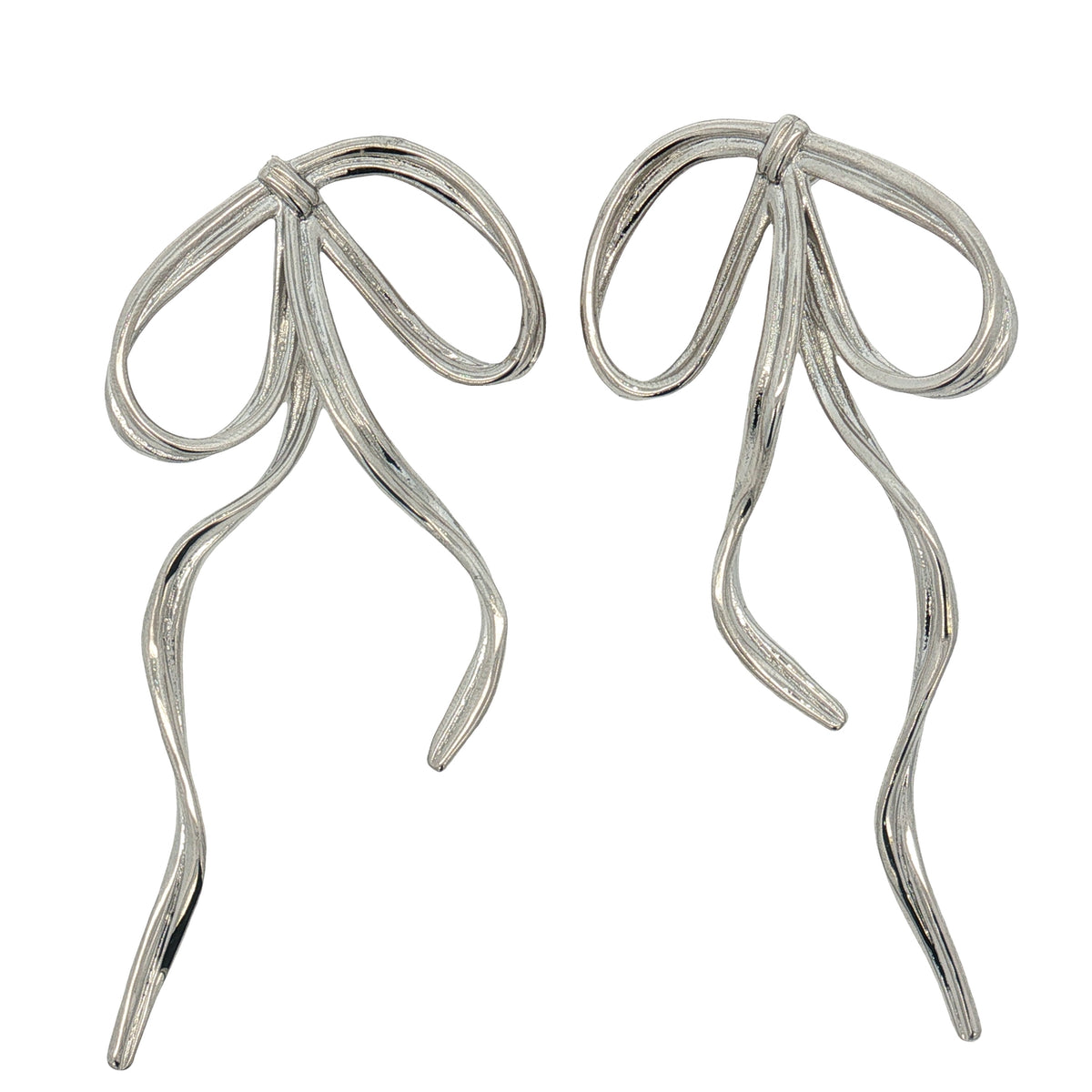 Maxi Aretes Lazo Plateado