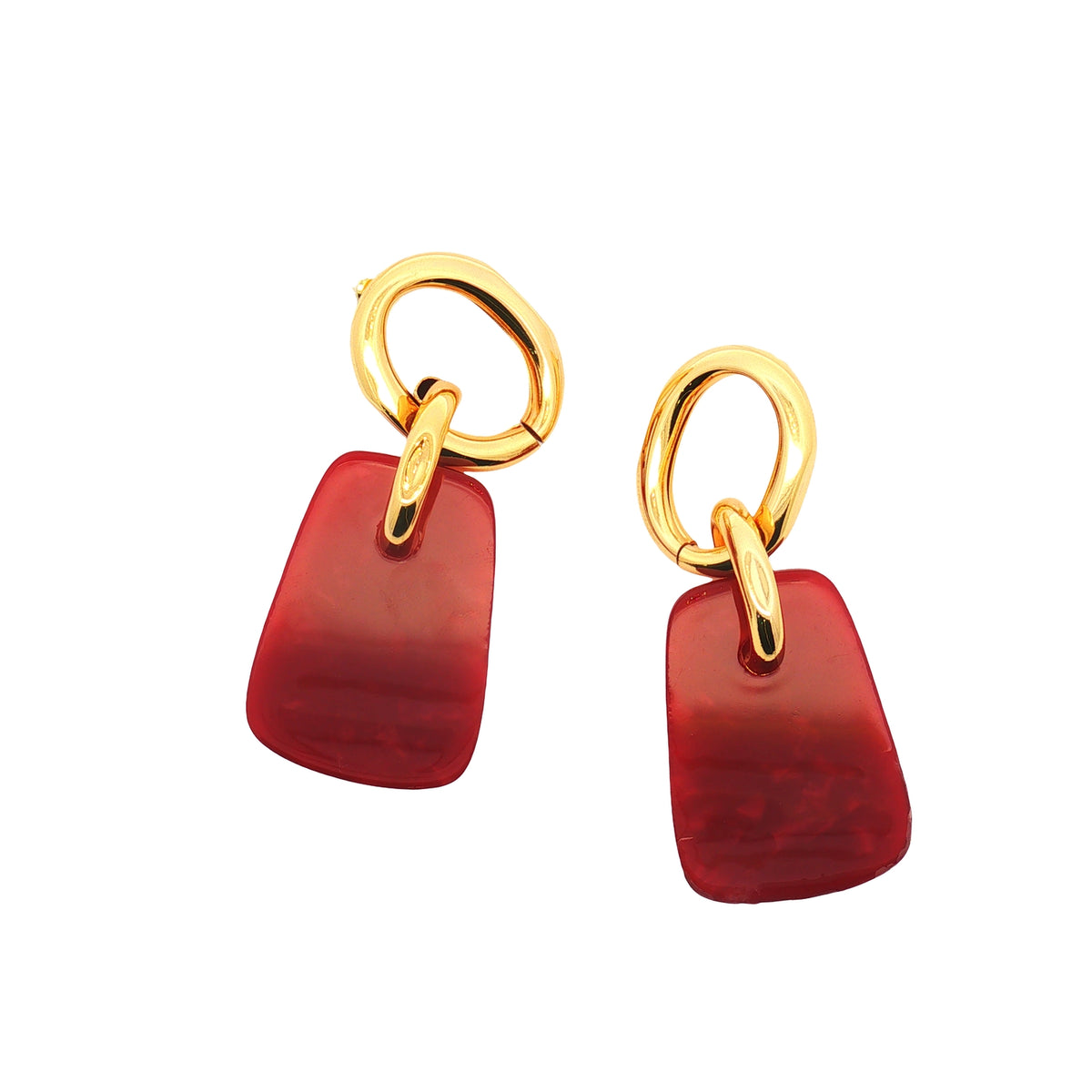 Maxi Aretes Resina Cuadro Rojo