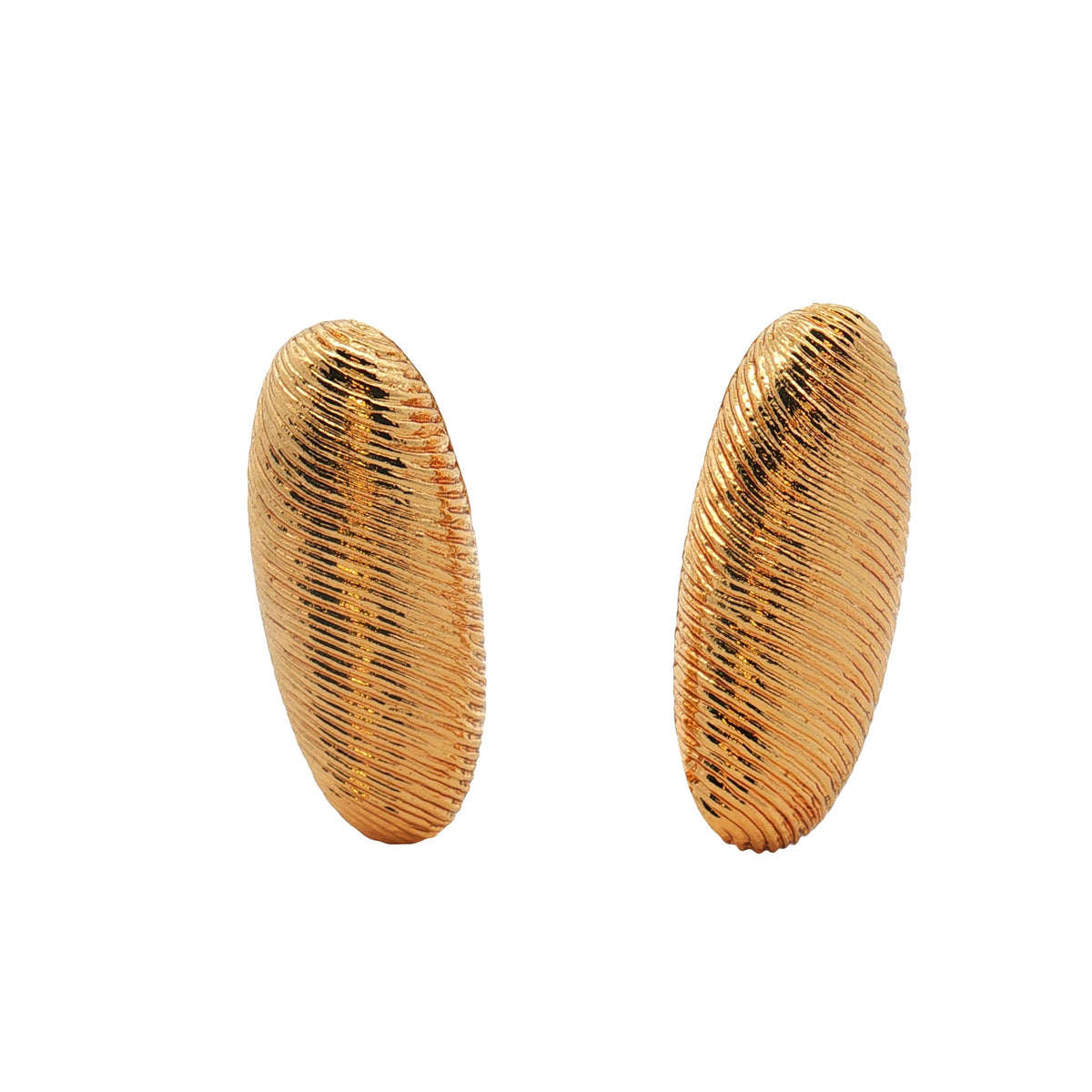 Maxi Aretes Ovalo Rayado Dorado