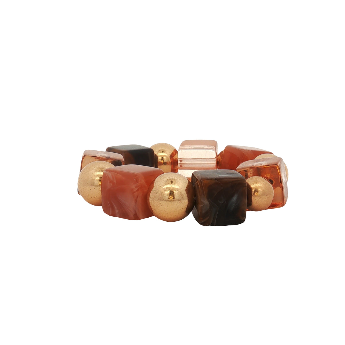 Maxi Pulsera Resina Cuadros Color Tierra