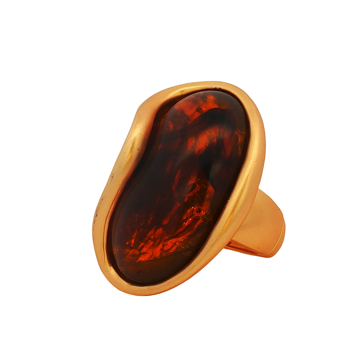 Anillo Dorado con Detalle de Resina color Ámbar