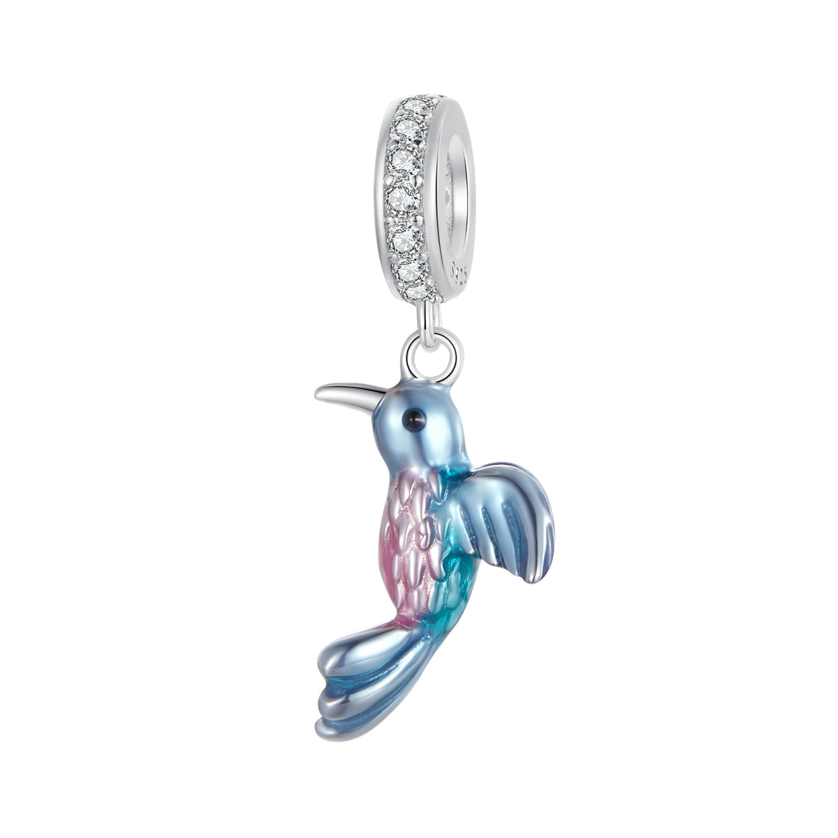 Charm Plata .925 Colibrí de Colores