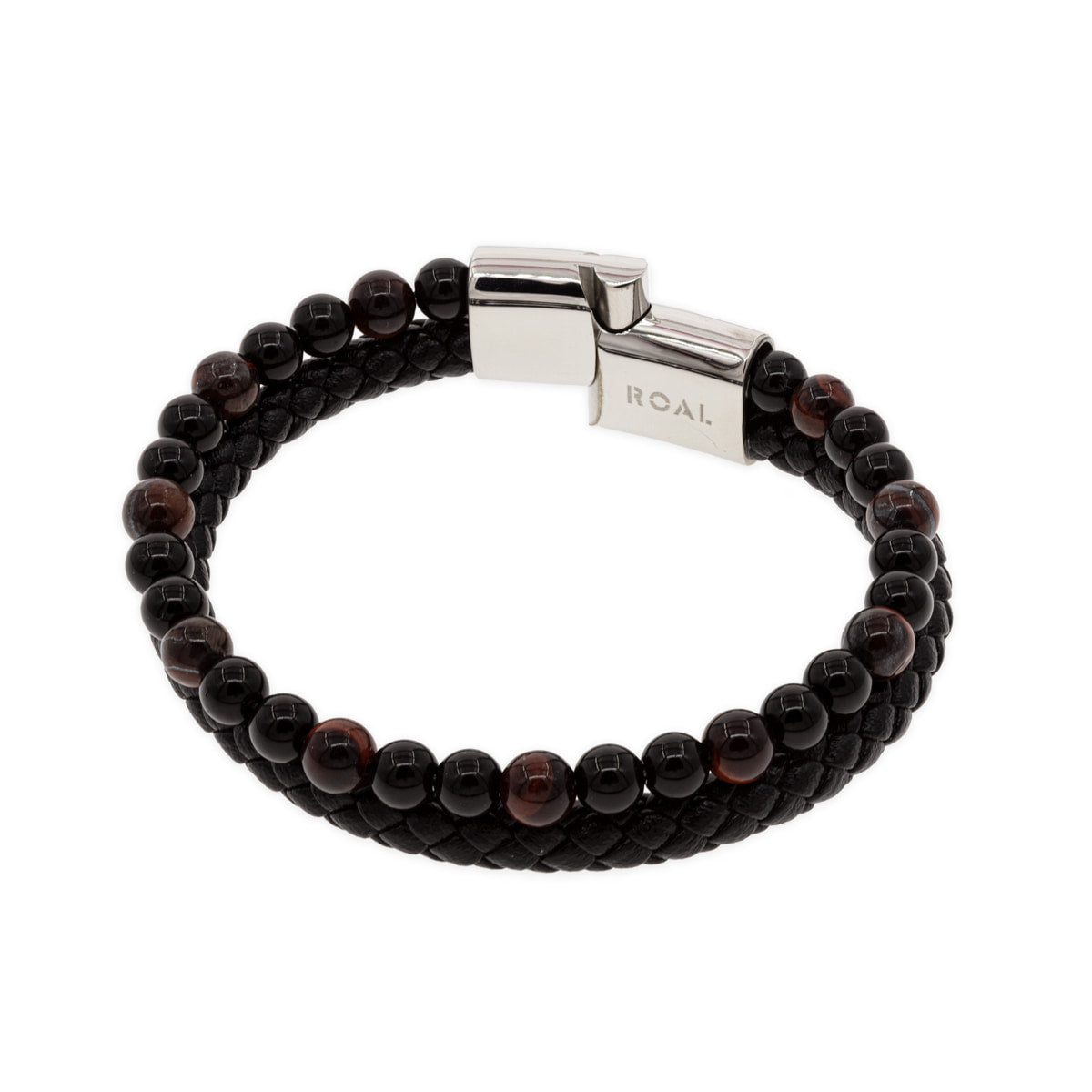 Pulsera Doble De Piedras Café