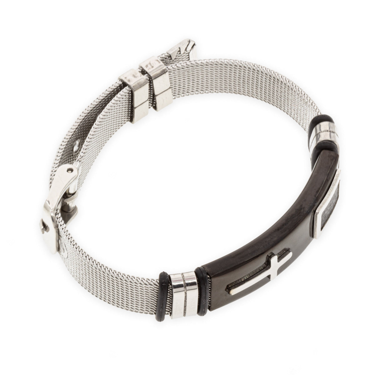 Pulsera Acero Inóxidable Cruz-Negro