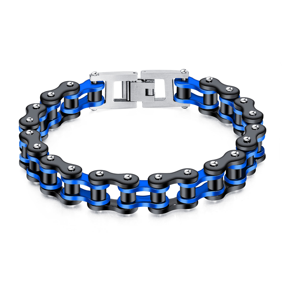 Pulsera Cadena Bicicleta Negro Con Azul