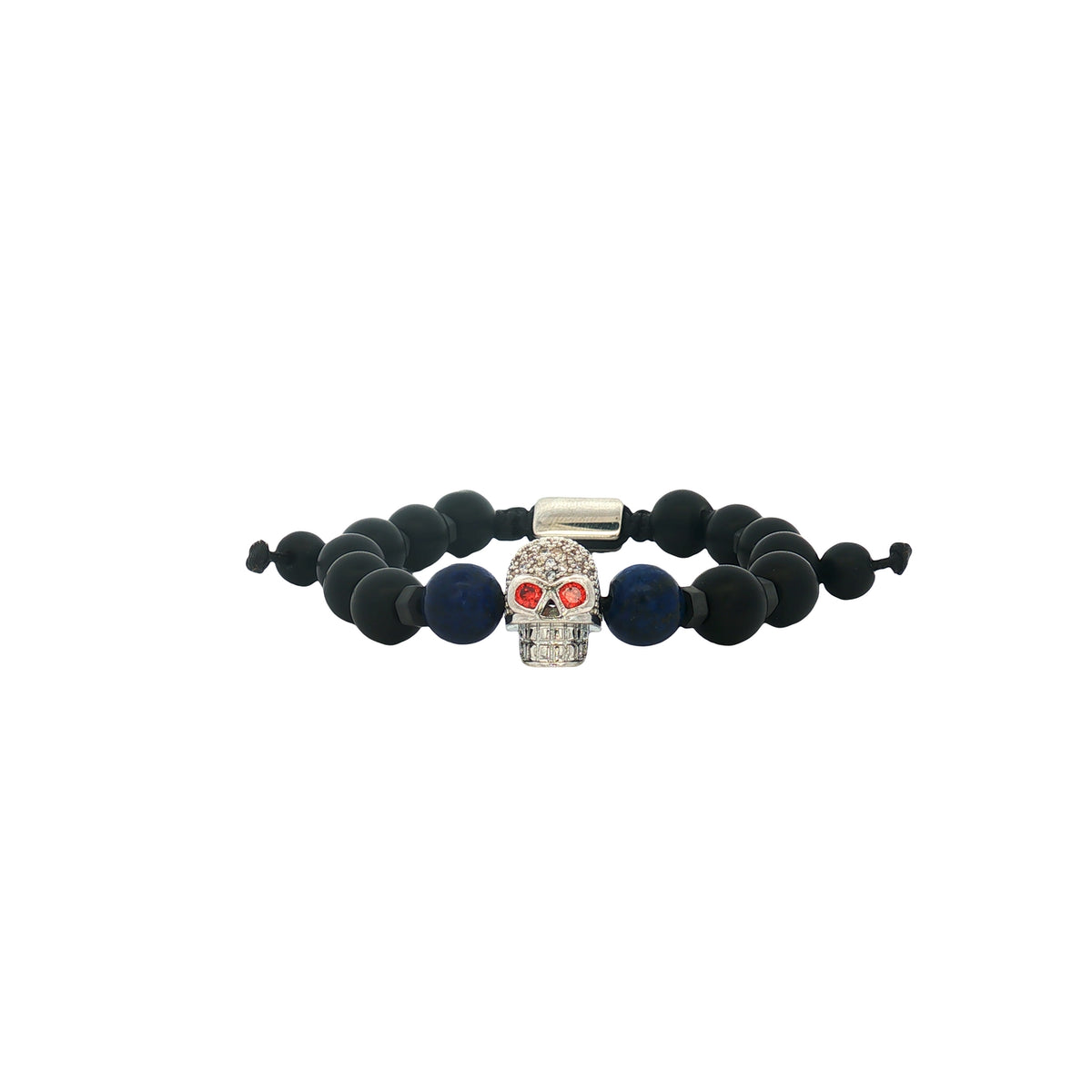 Pulsera Piedra Negra y Hematita Cráneo Lapizlazuli
