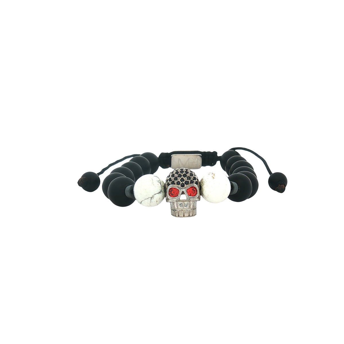 Pulsera Piedra Negra y Hematita Cráneo Piedra Blanca