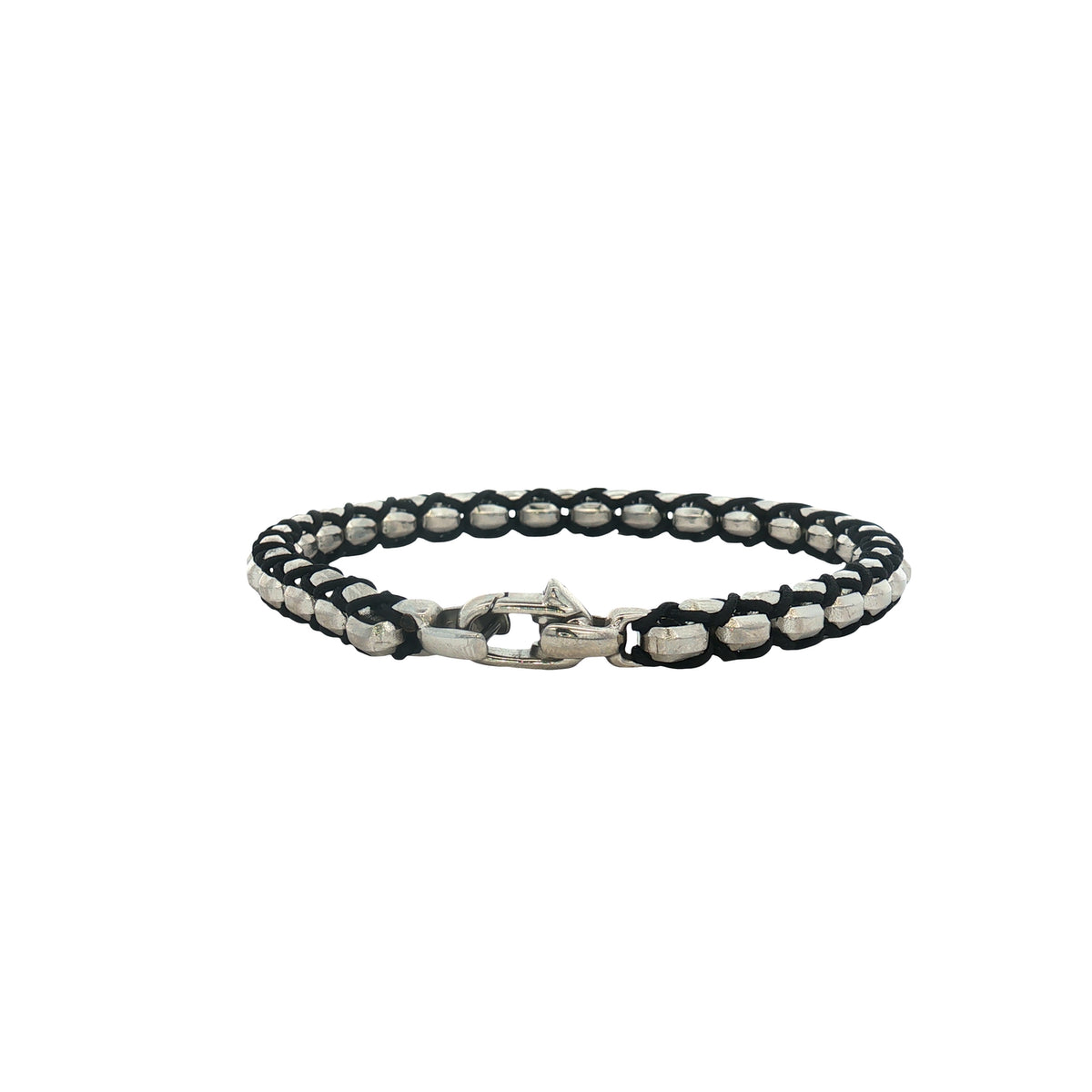 Pulsera Acero-Hilo Trenzado Negro