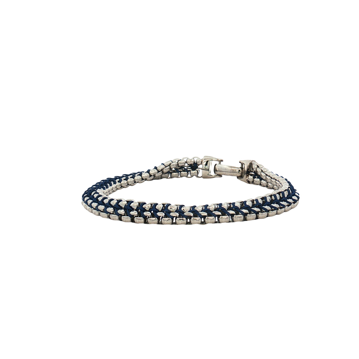 Pulsera Acero-Hilo Trenzado Azul
